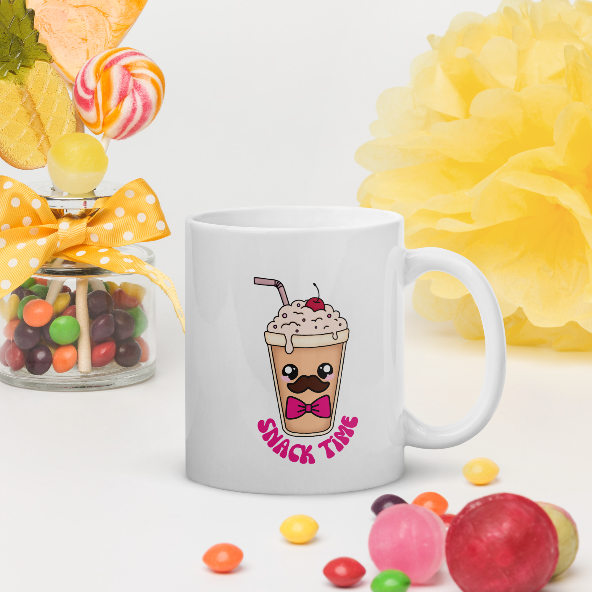 Taza blanca brillante Milkshake - Imagen 3