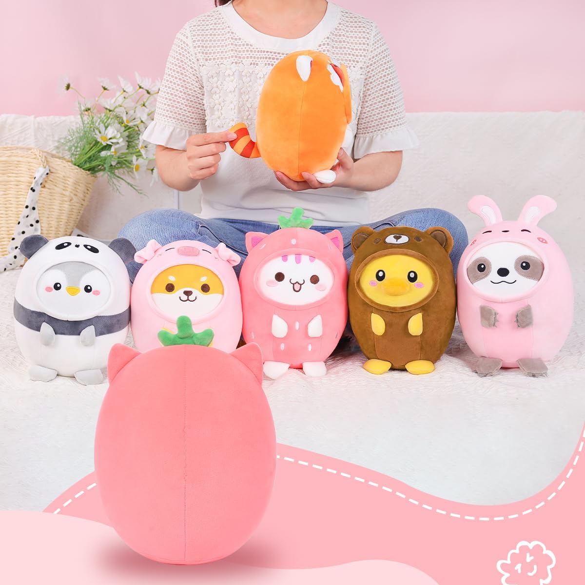 AIXINI Bonita almohada de peluche de gato de fresa - Imagen 3